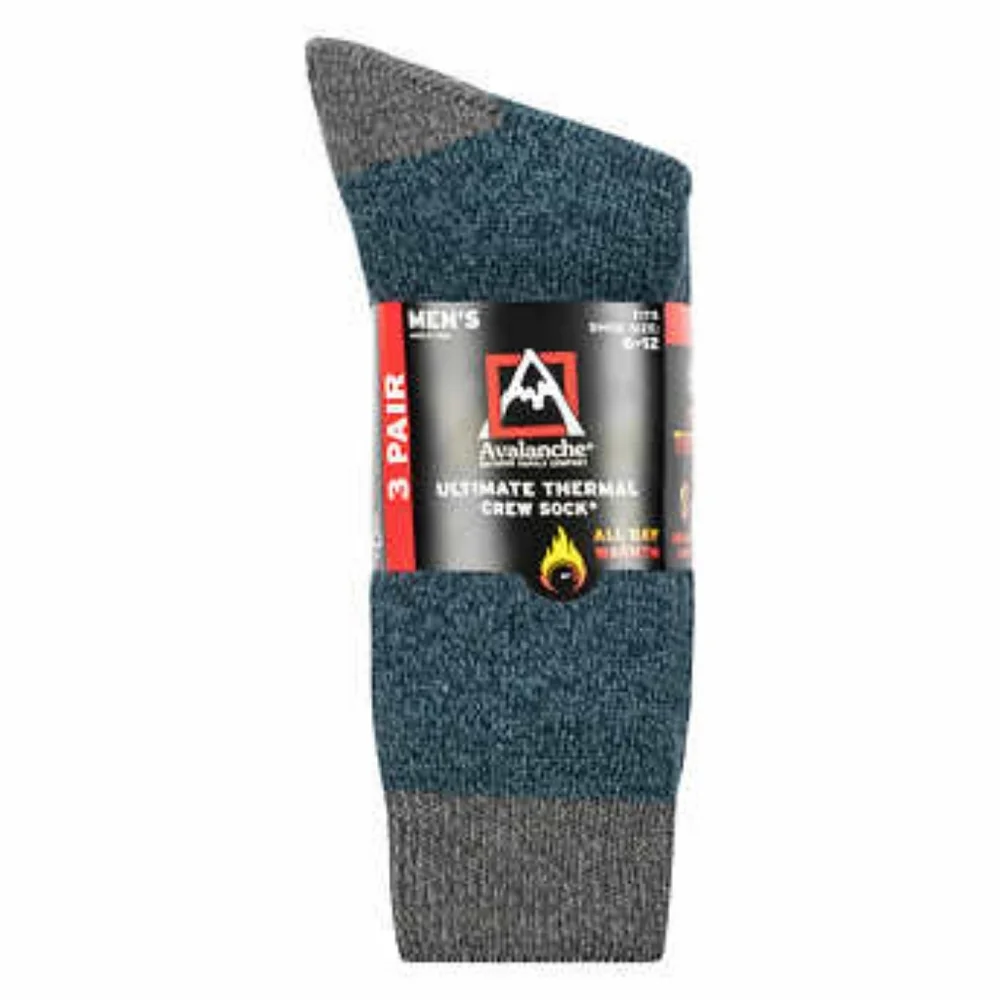 Avalanche Men's Ultimate Thermal Crew Sock, 3-pair